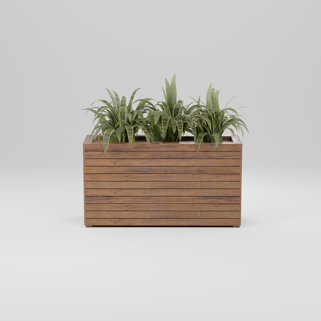 Modern rectangular planter box with slats, Build plans