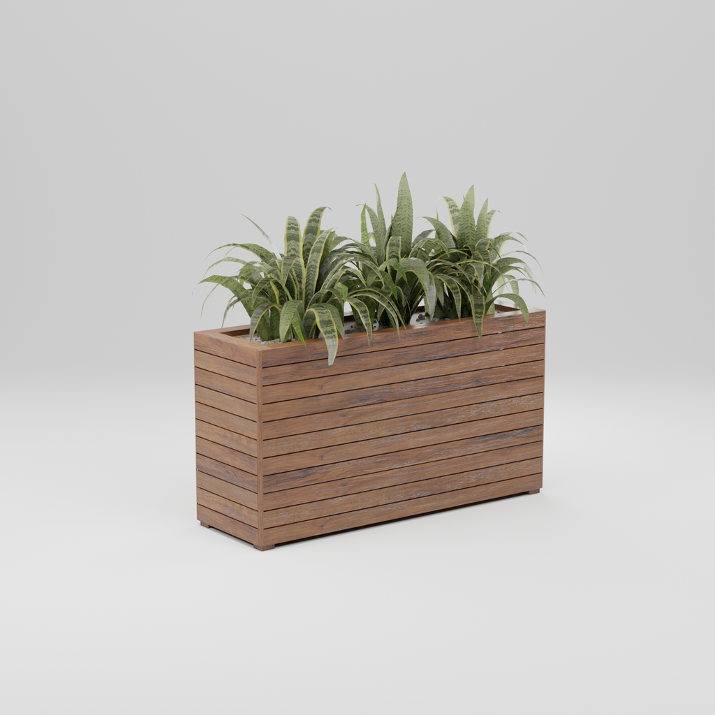 Modern rectangular planter box with slats, Build plans