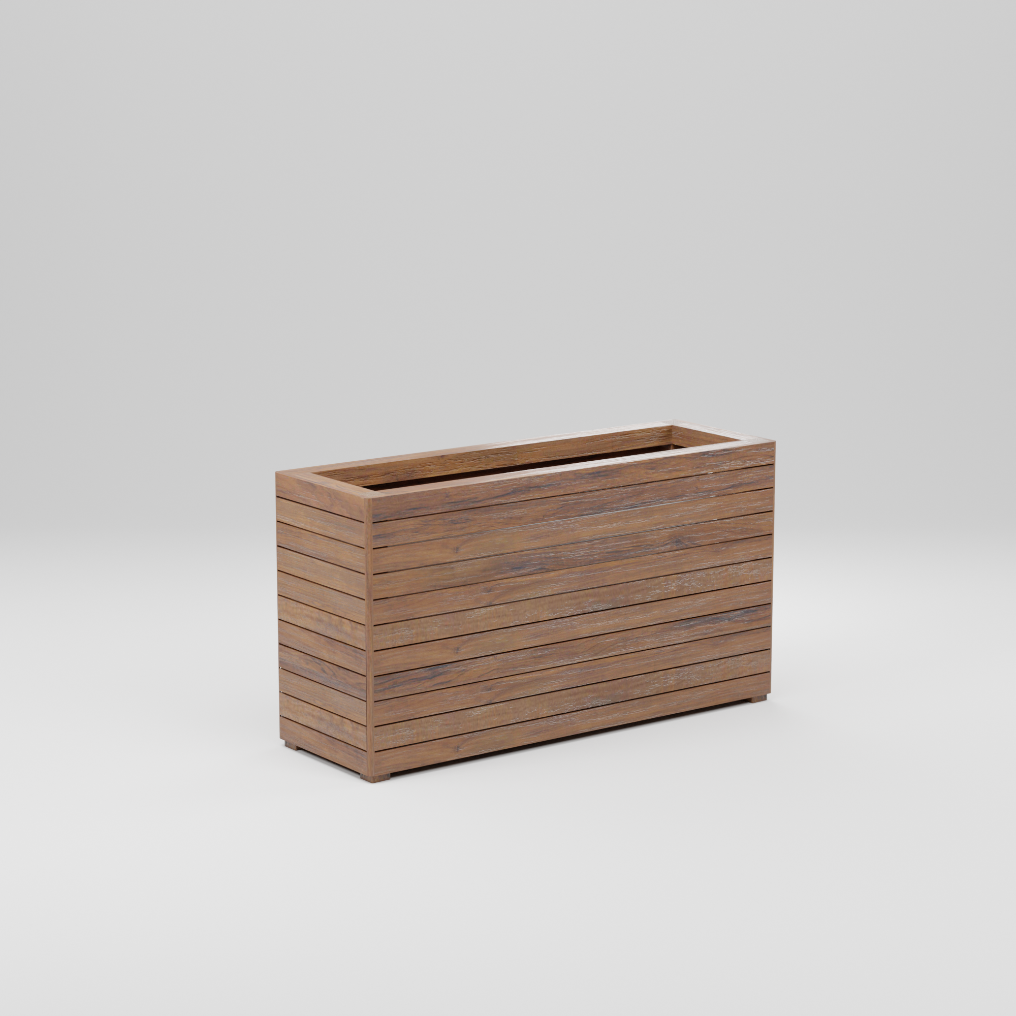 Modern rectangular planter box with slats, Build plans