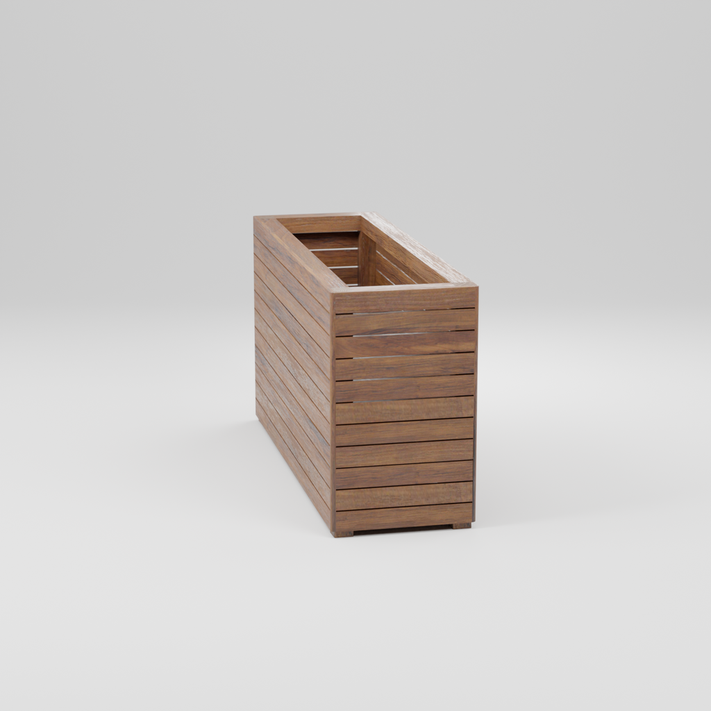 Modern rectangular planter box with slats, Build plans