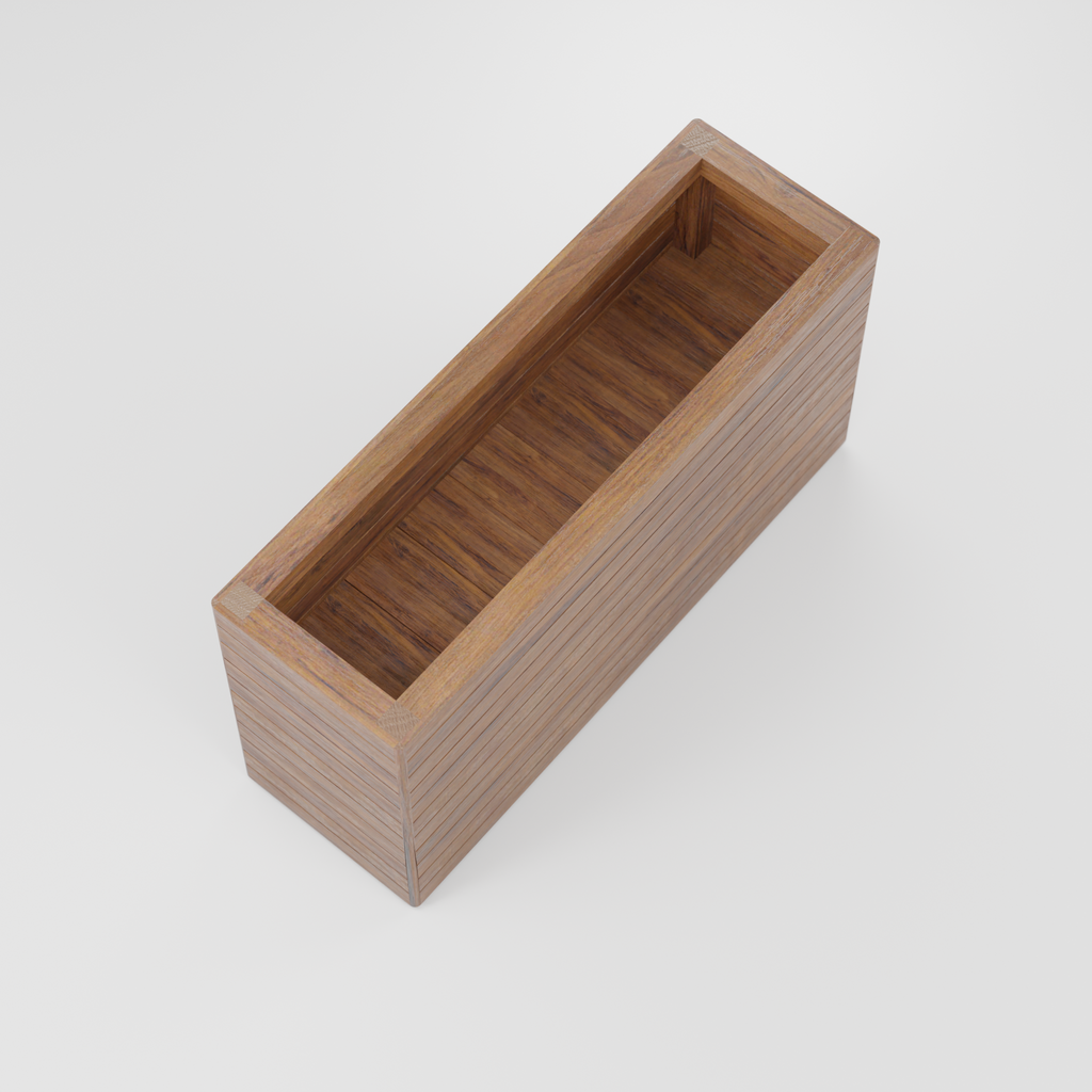 Modern rectangular planter box with slats, Build plans