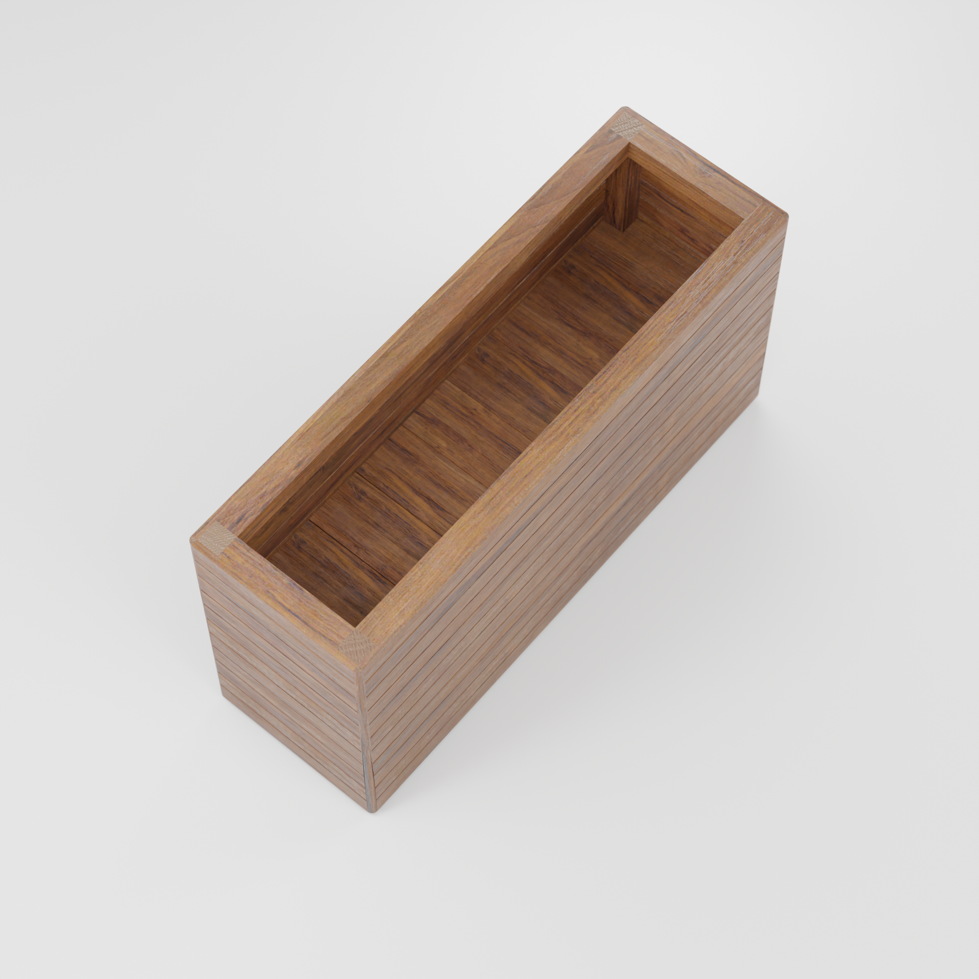 Modern rectangular planter box with slats, Build plans