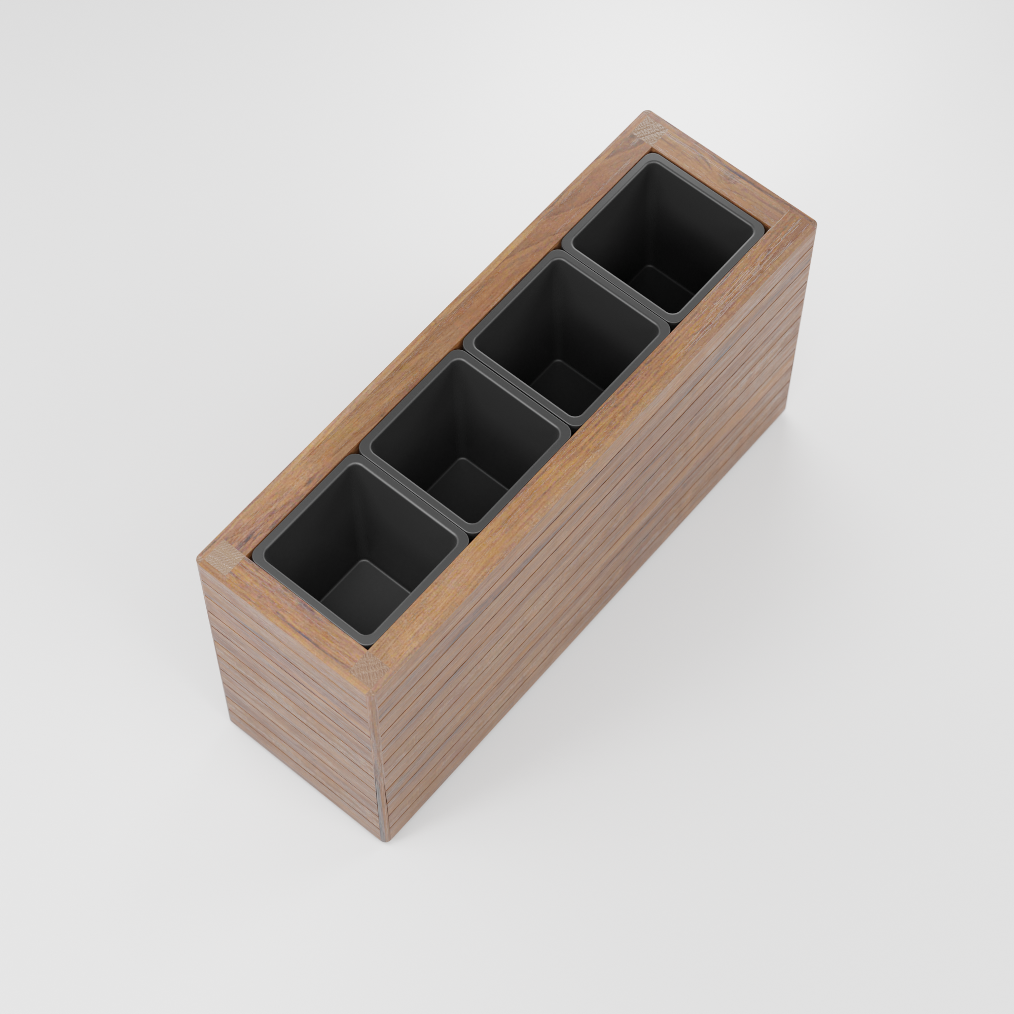 Modern rectangular planter box with slats, Build plans