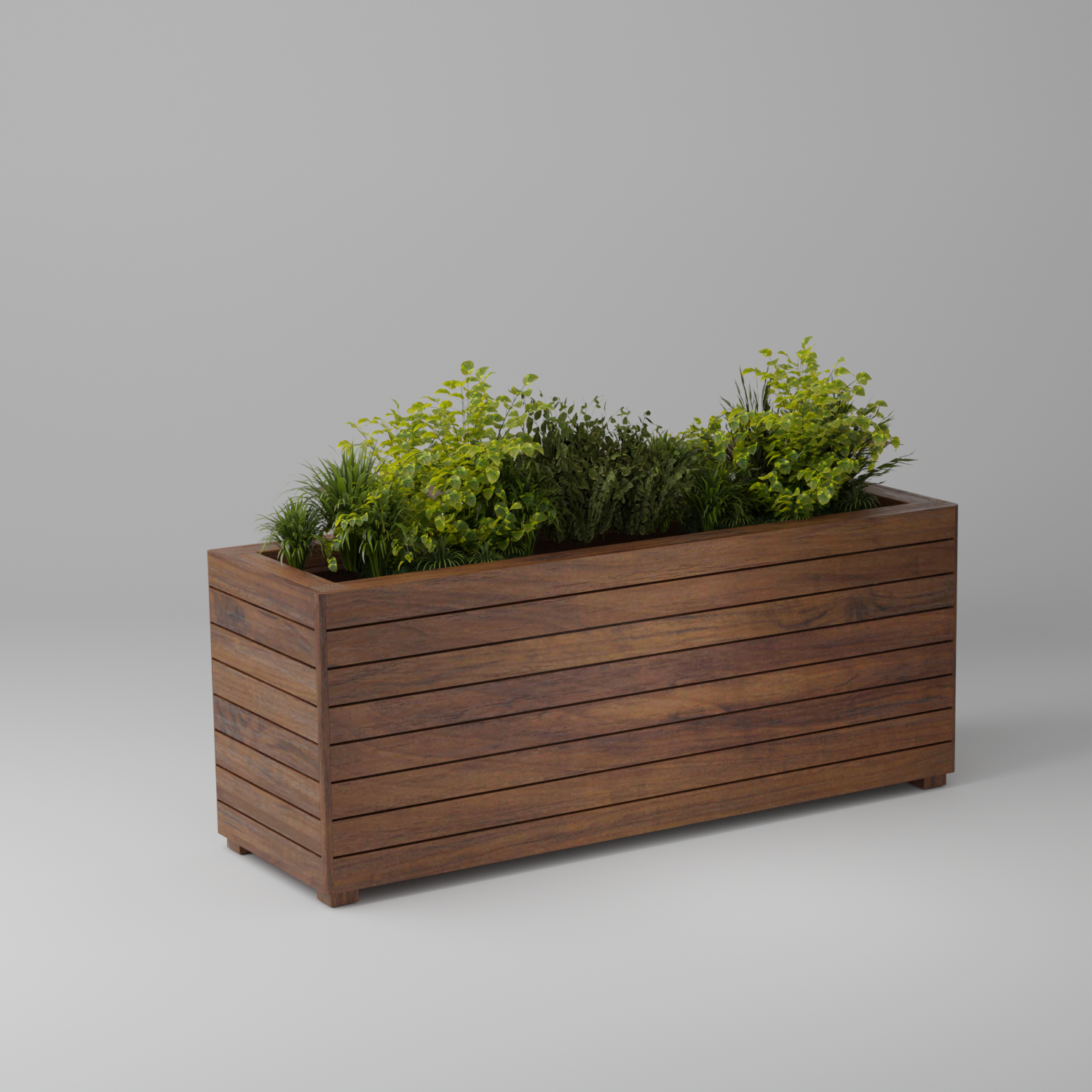 Modern rectangular planter box with slats, Build plans
