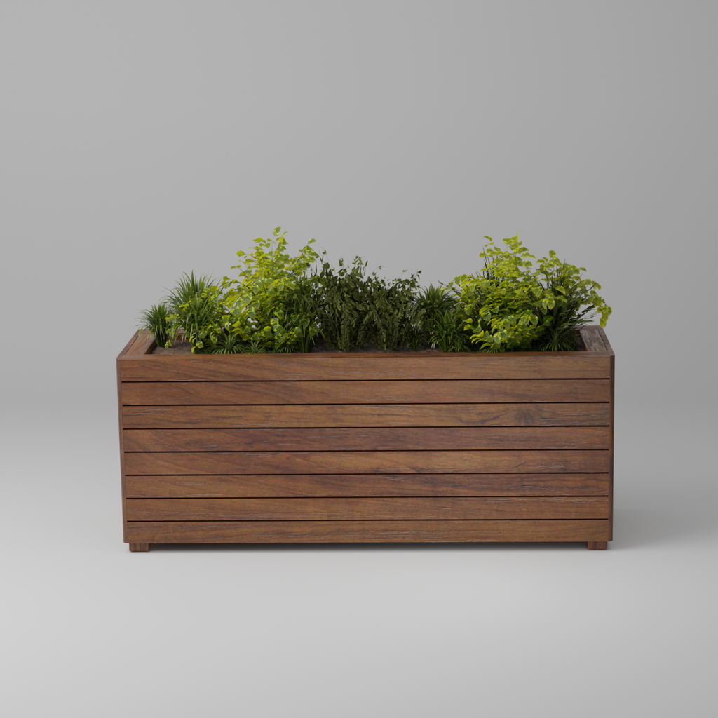 Modern rectangular planter box with slats, Build plans