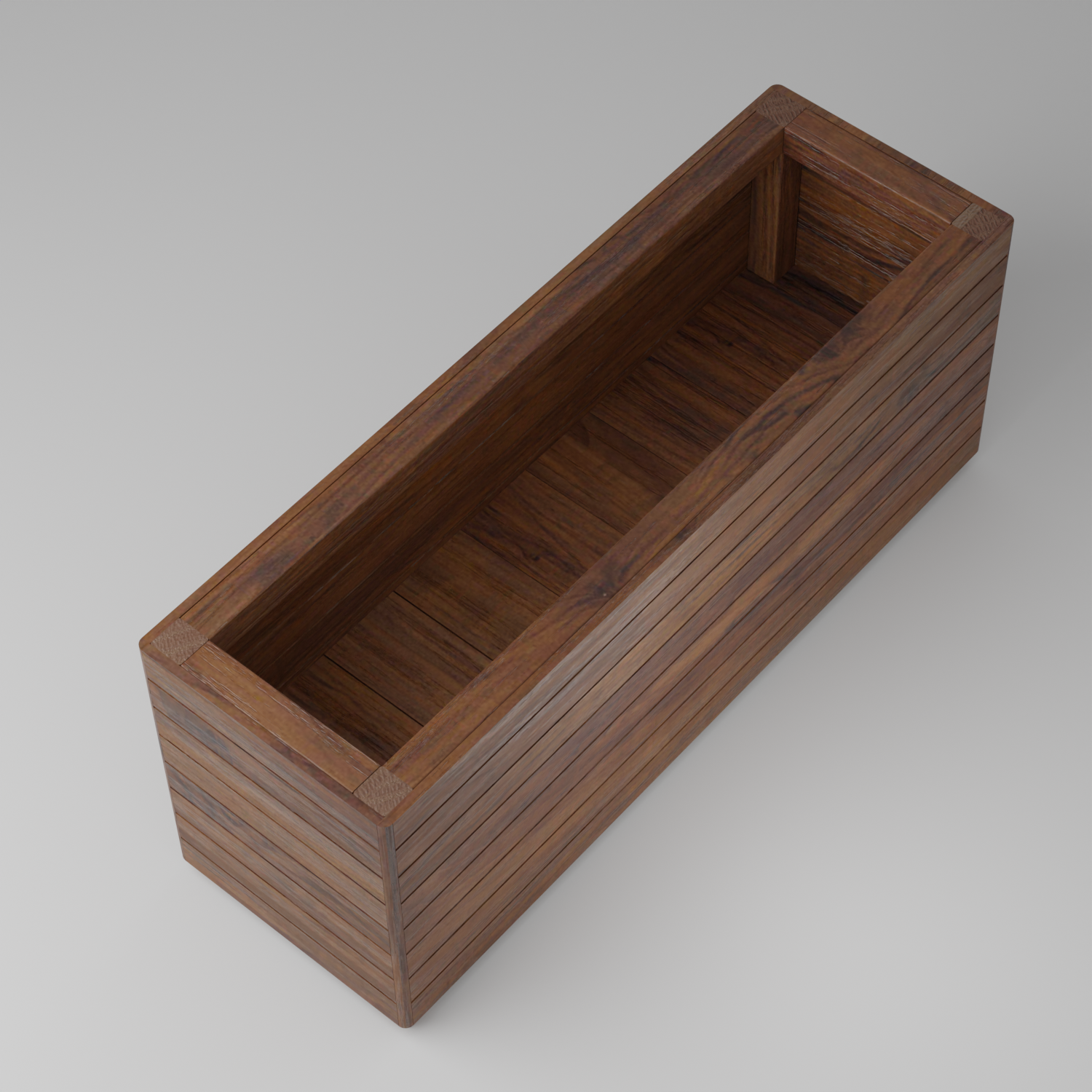 Modern rectangular planter box with slats, Build plans