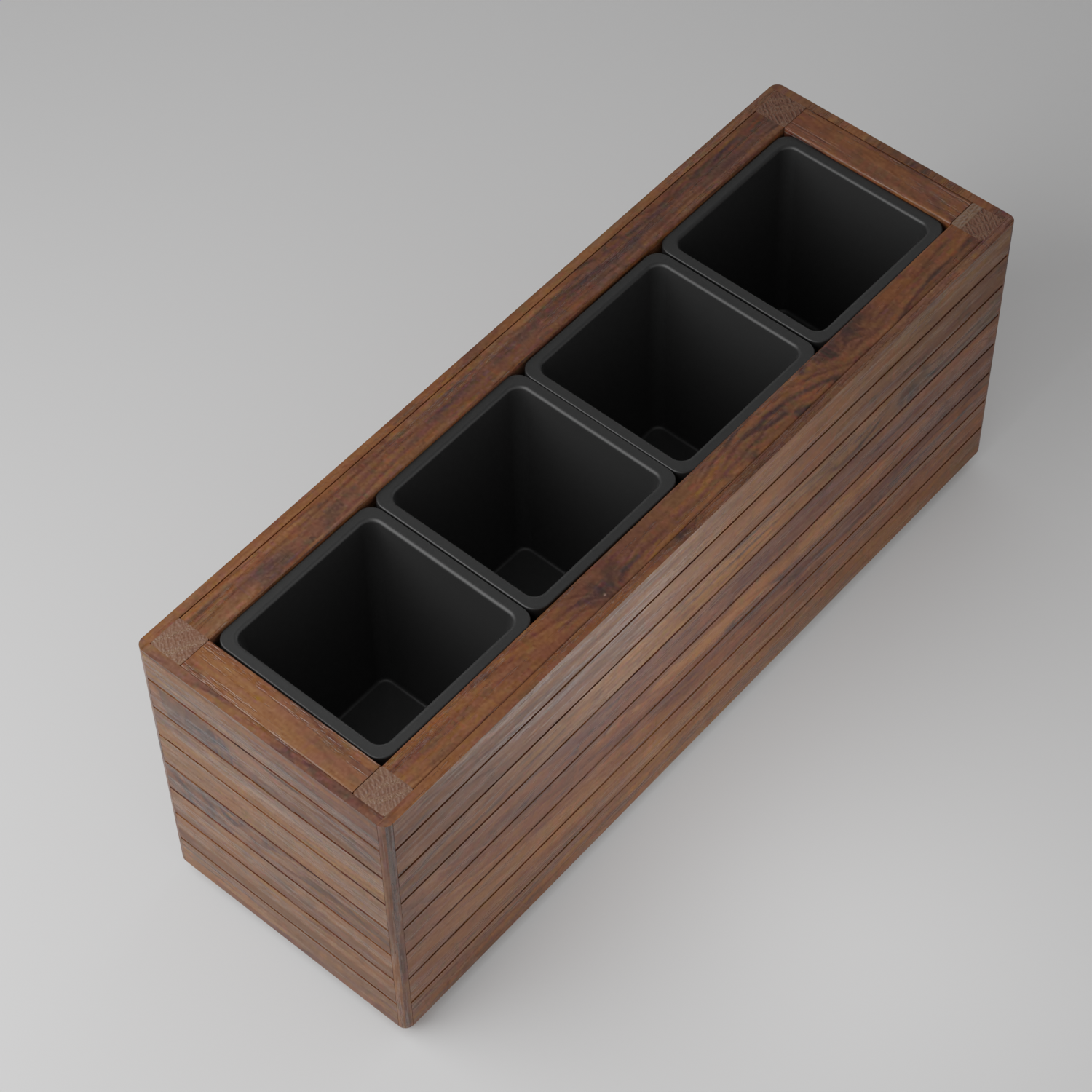 Modern rectangular planter box with slats, Build plans